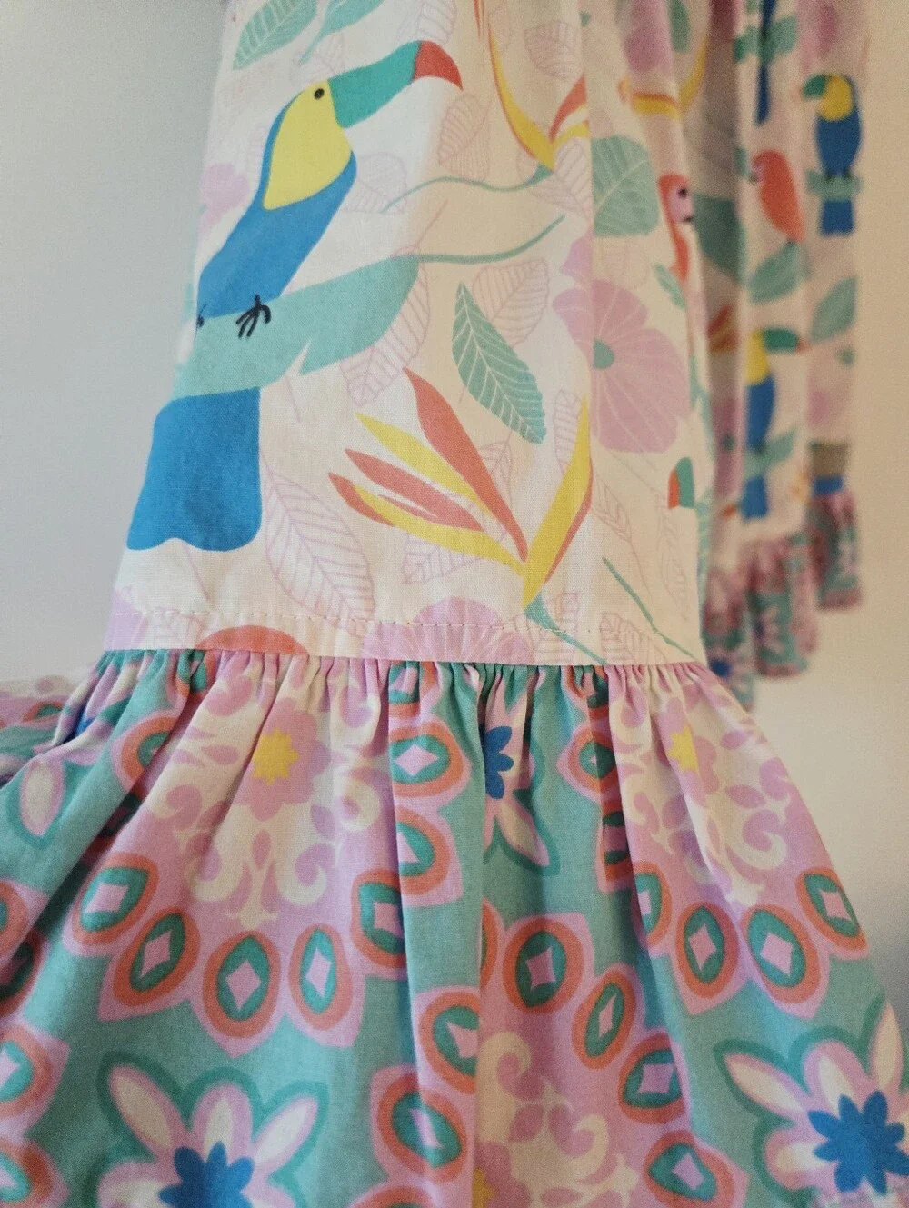 Eleanor Rose 'Meredith' Dress in Parrot Print Cotton